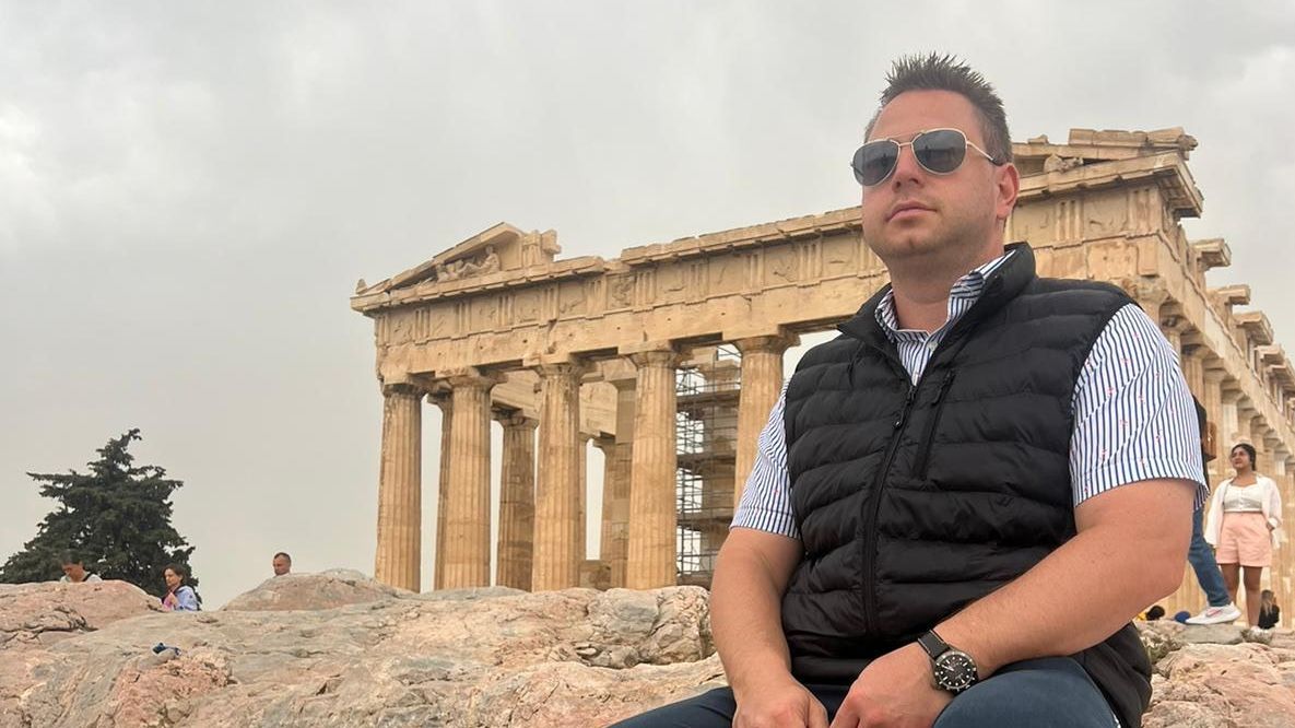 Dr. Christos Kelepouris at the Acropolis, Athens, Greece
